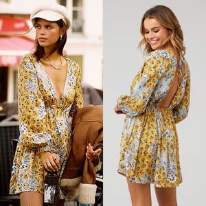 Free People Soli Mini Night Combo Plunging Women’s Silky Mini Dress Sz S